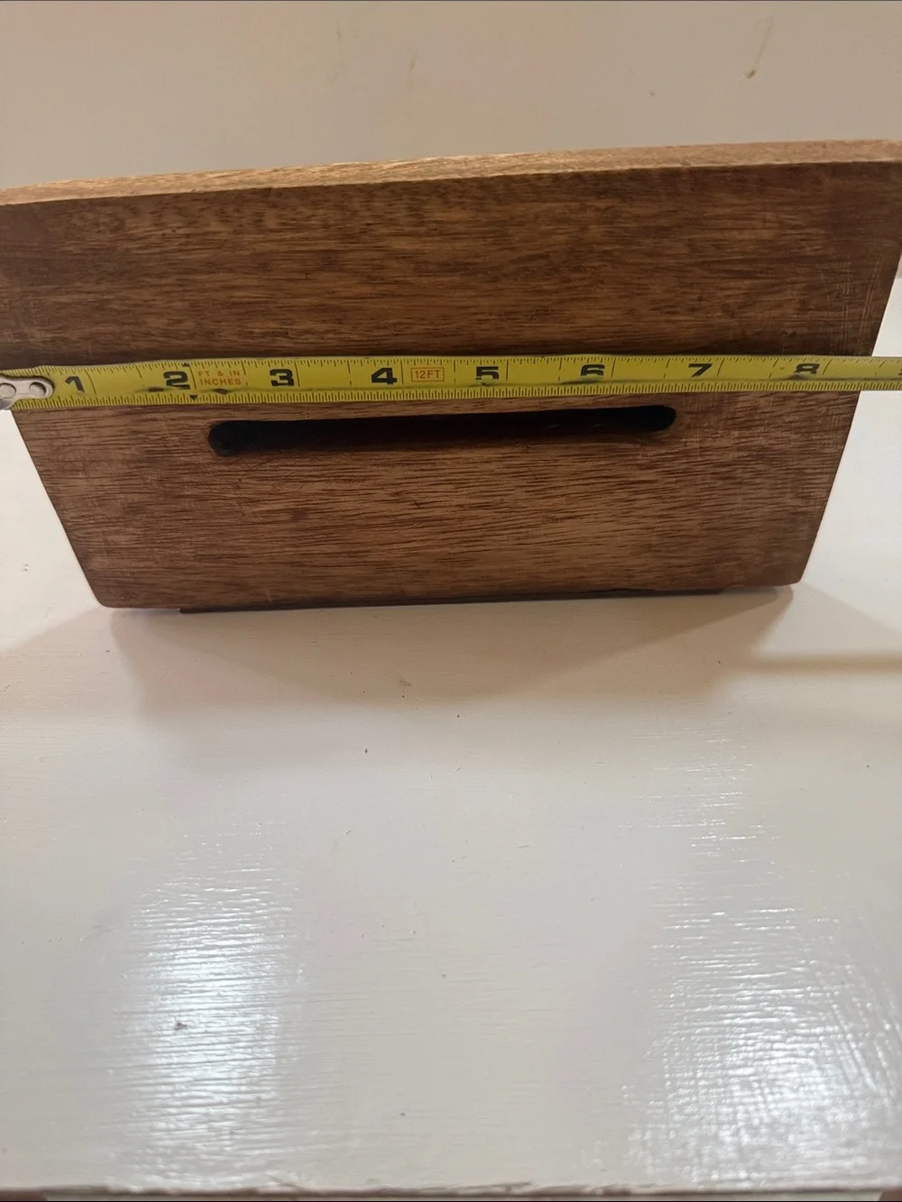 Brown Solid Wood and Metal Wall Shelf with Decorative Scroll Bracket Vintage